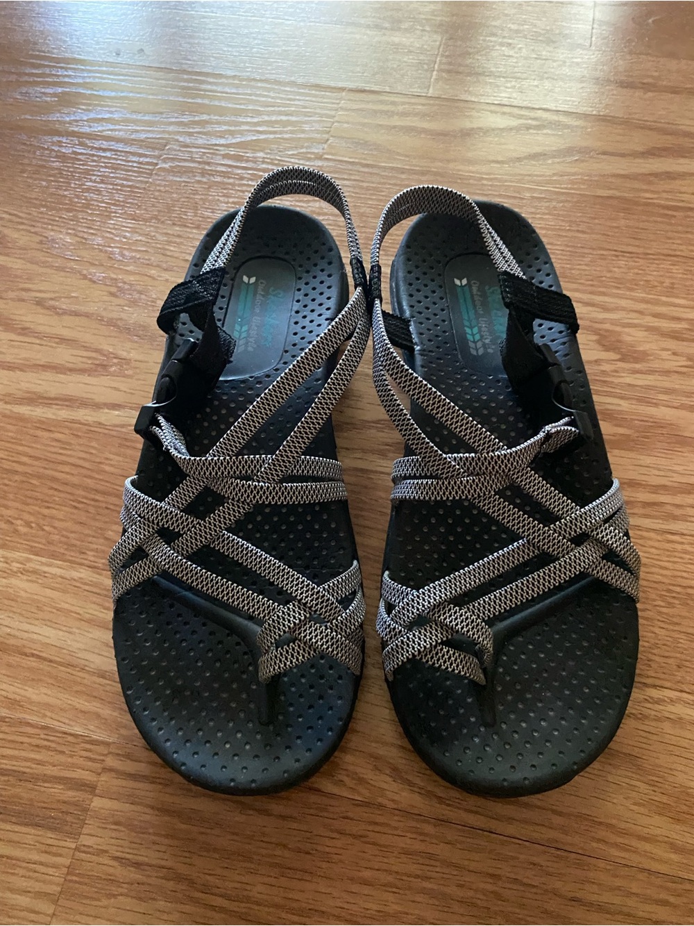 Skechers Black Sandals with Gray Straps